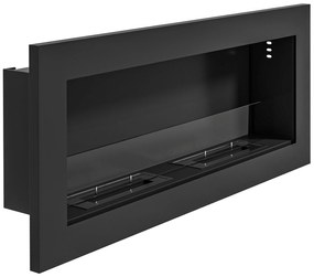 HOMCOM Șemineu Încorporabil pe Bioetanol din Oțel Inoxidabil, cu 2 Arzătoare de 0,85L, 90x15x40 cm, Negru | Aosom Romania