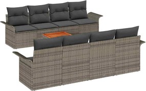 vidaXL Set de canapele pentru grădină 9 pcs Gri poliratan