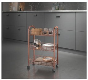 Organizator mobil cu 3 rafturi Metaltex, arămiu
