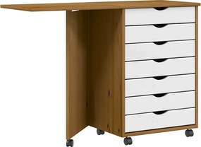 vidaXL Dulap rulant cu birou MOSS maro miere lemn masiv de pin