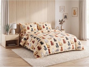 Lenjerie cocolino COLORED CATS crem Dimensiunile lenjeriei: 2 buc 70 x 90 cm | 200 x 220 cm
