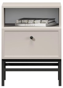 Noptieră Lorini 45 cm cu sertar - cașmir / mâner negru / cadru