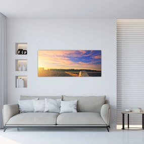 Tablou - Mașină galbenă ăn câmp (120x50 cm)