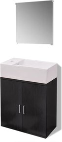 vidaXL Set mobilier baie format din 3 piese cu chiuvetă inclusă, Negru