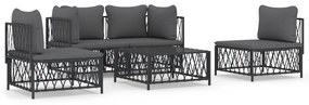 3186837 vidaXL Set mobilier de grădină, 5 piese, cu perne, antracit, oțel