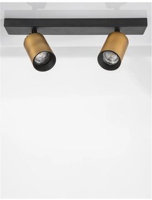 Plafoniera 2L design modern Inus negru, auriu satin