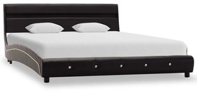 280333 vidaXL Cadru de pat cu LED-uri, negru, 120 x 200 cm, piele ecologică