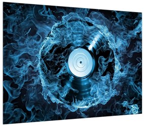 Tablou cu placă de gramofon în foc albastru (70x50 cm), în 40 de alte dimensiuni noi