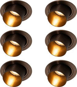 Set de 6 spoturi încastrate moderne, rotunde, orientabile, din bronz închis - Installa