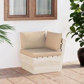 3063351 vidaXL Canapea de grădină din paleți, colțar, cu perne, lemn molid
