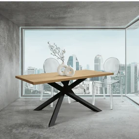 MASA INDUSTRY - BLAT FIX LEMN CU PICIOR METALIC - 250 cm / 100 cm / h 77 cm - NEGRU