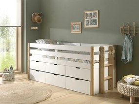 Set MARGRIT format dintr-un Pat copii cabină (90 x 200 cm) cu 3 sertare și un sertar de Pat copii.