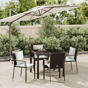 3184976 vidaXL Set mobilier de grădină cu perne, 5 piese, negru, poliratan