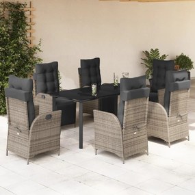 3213431 vidaXL Set mobilier de grădină cu perne, 7 piese, gri, poliratan