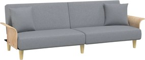 vidaXL Canapea extensibilă cu cotiere, gri deschis, textil