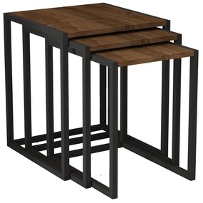 Set 3buc. măsuțe cafea Kibusa (nuc + negru). 1094332