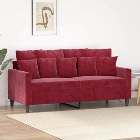 Canapea cu 2 locuri, rosu vin, 140 cm, catifea Bordo, 158 x 77 x 80 cm