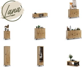 Mazzoni Comodă LANA K-100 Stejar Artisan - DULAP VERTICAL CU 4 UȘI