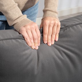 HOMCOM Canapea 2 locuri elegantă din catifea 127 cm cu perne groase, 2 perne și șezut captușit, gri | Aosom Romania