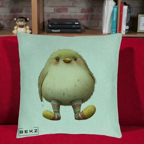 Perna Decorativa Pui Pufos cu Sosete Dungate, 40x40 cm, Verde Menta, Husa Detasabila, Perna Inclusa, BEKZ®