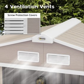 Outsunny Căsuță de Grădină pentru Unelte cu Orificii de Aerisire și Dublă Ușă Culisantă cu Blocare, 213x130x185 cm, Maro | Aosom Romania