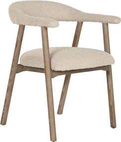 Fotoliu alb din lemn de frasin si stofa boucle, "Item"