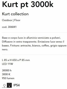 Stalp LED iluminat exterior, IP54 Kurt pt 3000k alb