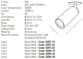Spot LED incastrat directionabil design modern Likos 24 negru