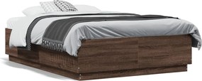 vidaXL Cadru de pat, stejar maro, 135x190 cm, lemn prelucrat
