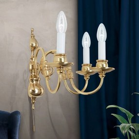 Aplica de perete cu 3 brate design clasic FLAMISCH, alama lucioasa
