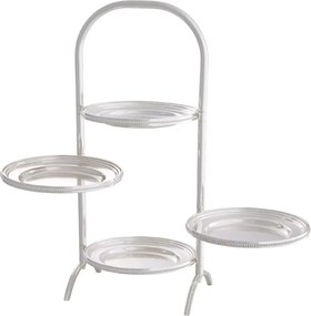 Suport prajituri, Patru platouri etajate design LUX Encore, argintiu