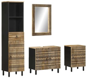 3310131 vidaXL Set mobilier de baie, 4 piese, lemn masiv de mango