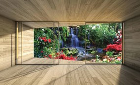 Fototapet - Privire colorată spre terasă - junglă (152,5x104 cm), în 8 de alte dimensiuni noi
