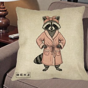 Perna Decorativa Albinuta Kawaii Vesela, 40x40 cm, Crem, Husa Detasabila, Perna Inclusa, BEKZ®