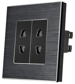 Priza Dubla cu Module Inguste cu Rama din Aluminiu LUXION