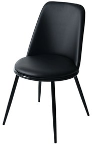 Set de 2 scaune de prânz ergonomice, șezut din piele PU, structură metalică, 44×41×88 cm, Negru