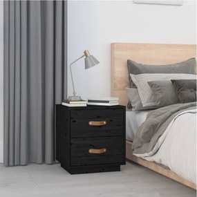 vidaXL Noptieră, negru, 40x34x45 cm, lemn masiv de pin