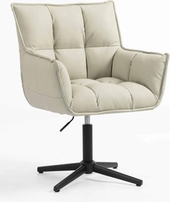 HR560CROSS Scaun Ecru Piele Ecologica Premium Soft cu Bază Neagră