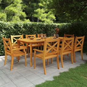 3058006 vidaXL Set mobilier de grădină, 9 piese, lemn masiv de acacia