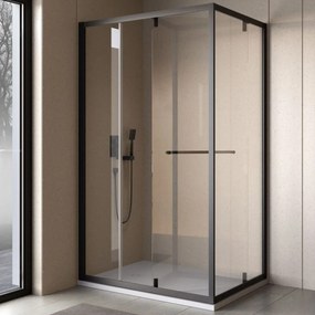 Cabina dus patrata cu usa glisanta rotativa KolpaSan Stellar DW 120x80 cm, negru mat