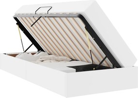 vidaXL Pat cu saltea și spațiu de depozitare cu saltea 2 pcs Alb Piele
