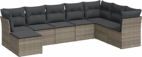 vidaXL Set canapele de grădină cu perne, 8 piese, gri, poliratan
