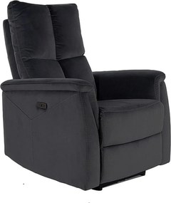 Fotoliu recliner NEPTUN, negru, stofa catifelata/metal, 76x94/160x96 c
