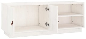 Comoda TV, alb, 105x34x40 cm, lemn masiv de pin Alb, 1