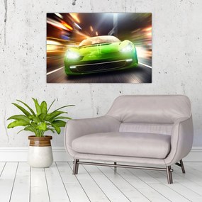 Tablou - Mașină de curse verde (90x60 cm)