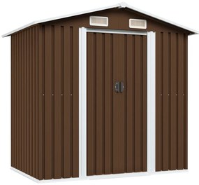 Magazie metalica de gradina, maro, 204 x 132 x 186 cm, otel