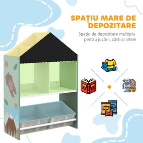 ZONEKIZ Raft Jucării cu Sertare și Rafturi Detașabile, Raft Organizator, Verde | Aosom Romania