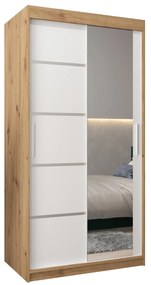 Dulap de haine 100 cm cu oglindă Verika 2 100 (stejar artisan + alb). 1063754