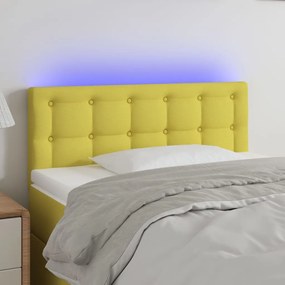 3122043 vidaXL Tăblie de pat cu LED, verde, 100x5x78/88 cm, textil