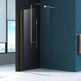 Paravan de dus tip Walk-in Fluminia Foxy auriu periat 90x200 cm Easy Clean